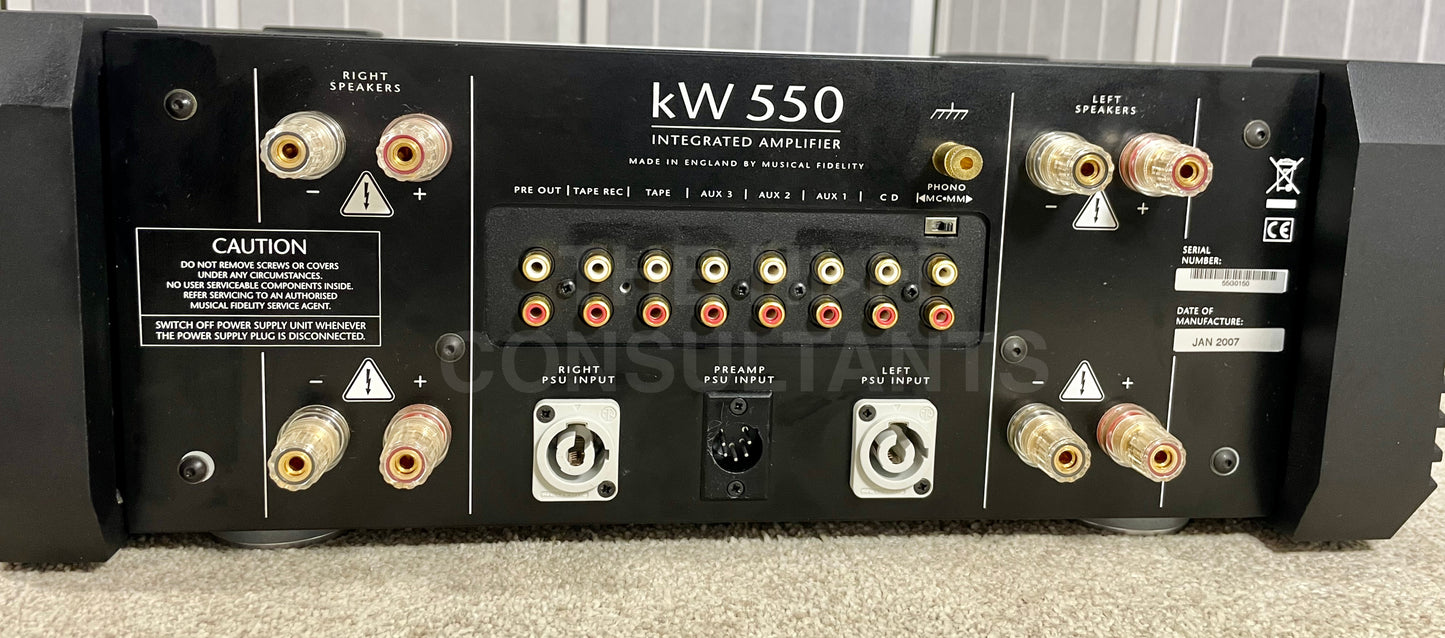 MUSICAL FIDELITY KW550 HYBRID INTEGRATED AMPLIFIER INC. MM/MC PHONOSTAGE